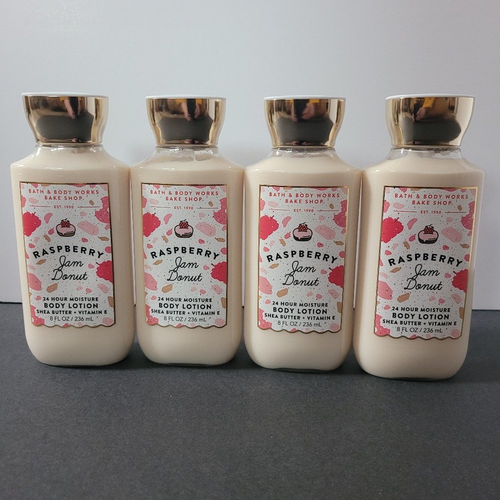 Bath and Body Works Raspberry Jam Donut Body Lotion 4 Bottles